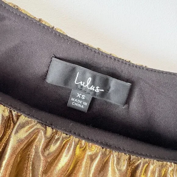 Lulus Reflections Of Style Shiny Gold One-Shoulder Bodycon Mini Dress Size XS - Picture 8 of 10